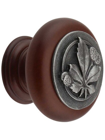 Horse Chestnut Wood Knob in Cherry/Antique Pewter.
